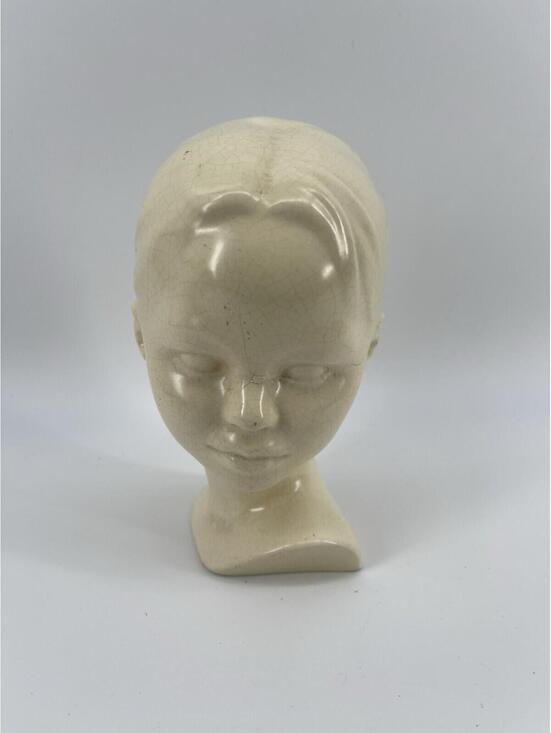 Other - Vintage Ceramic Female Mannequin Head Bust Wig Hat Display Cream Crackle 8”